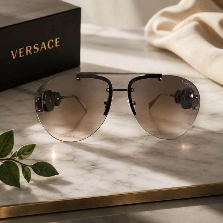 Versace Rimless Aviator – ელეგანტური მინიმალიზმი და ფუფუნება